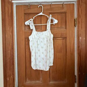 Sonoma Cream & Beige Shoulder Tie Tank Top | Size Small